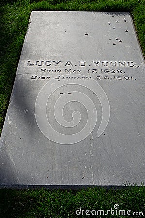 Lucy A. D. Youngâ€™s grave stone, at Mormon Pioneer Memorial, Do Editorial Stock Photo